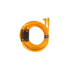 TetherTools TetherPro USB-C to USB-C, 31′ (9.4m), Straight to Right Angle Cable (High-Visibility Orange) - cable wound 
