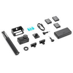 DJI Osmo Action 4 - Adventure Combo - What's In The Box - Flat Lay Slant 